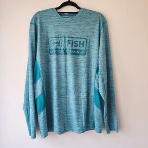 Under Armour Fishing Tech Shirt Men's XL Long Sleeve Loose Heat Gear Quick Dry
